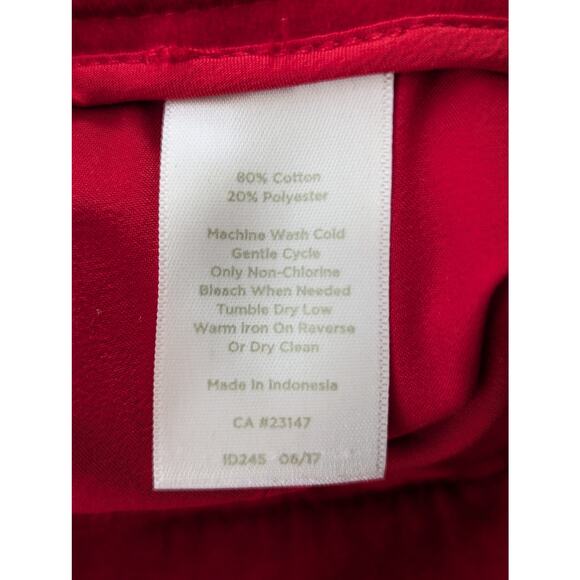 TALBOTS RSVP! RUBY RED STRETCH VELVET, RUFFLED ANKLE SKINNY PANTS, SLACKS! SZ 2 - Picture 10 of 11